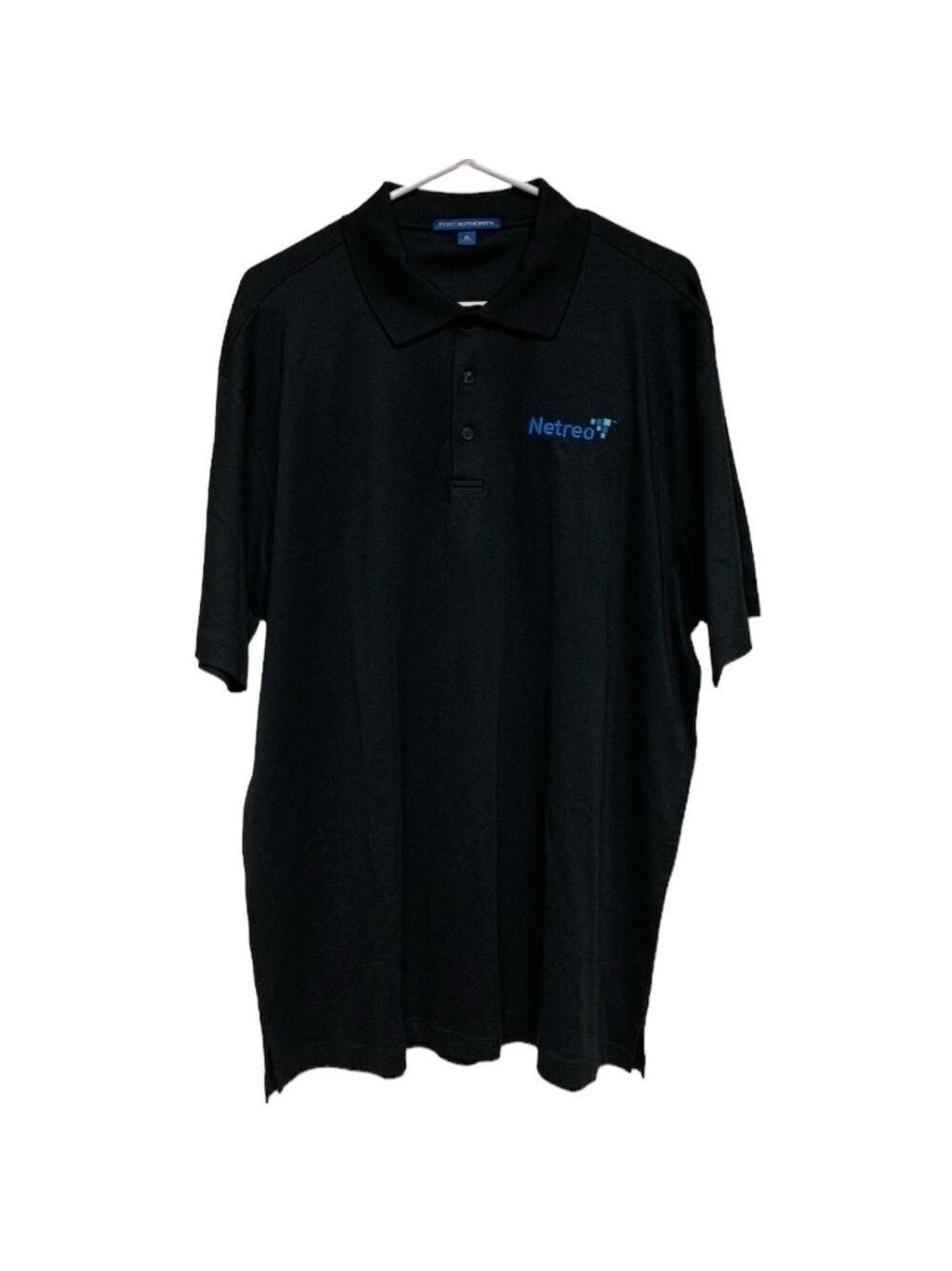 Port Authority mens black polo branded Netreo short sleeve size XL Extra Large